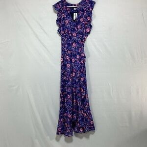 NWT XL Ava & Aiden Blue and Pink Floral Maxi Dress